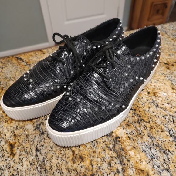 Stylish Ash Krush Black Snakeskin Crocodile Style Studded Sneakers Sz 38 US 7.5 - Picture 3 of 13